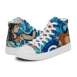 "Hellenic Blues" Original Art Women’s High-Top Canvas Shoes