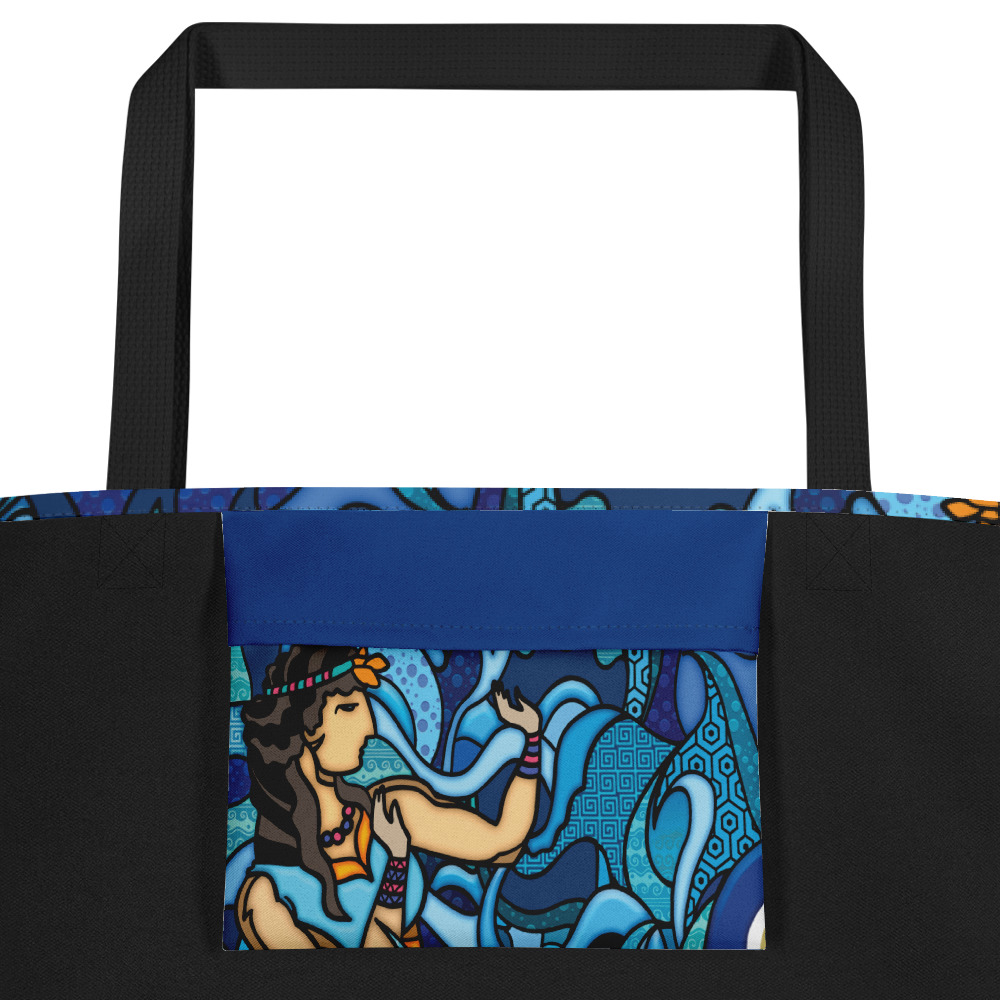 "Hellenic Blues" All-Over Print Large Tote Bag - Image 3